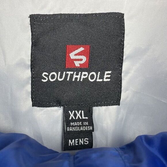 SOUTHPOLE Jacket Mens XXL Full Zip Windbreaker Y2K Blue Black White Stripe - Picture 14 of 16